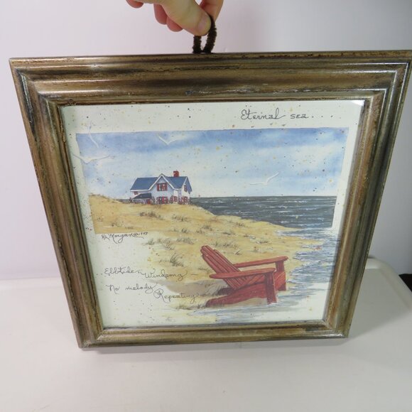 D. Morgan picture in distressed wood frame and glass 11" Coastal - Picture 2 of 11